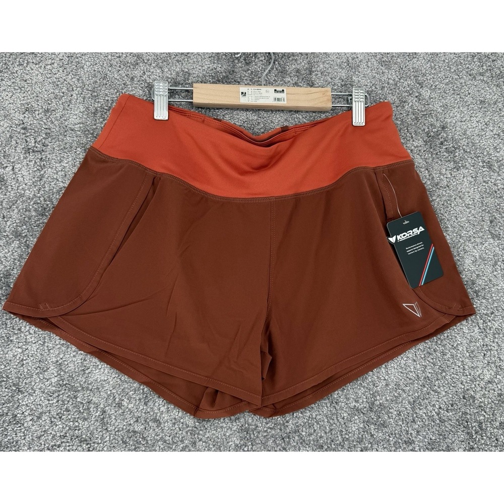 NWT Korsa Road Runner Sports Womens Running Shorts Burnt Orange Rust Size M